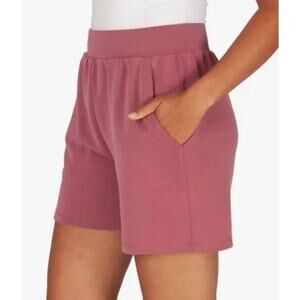 LazyPants Mauve Lounge Shorts Size S Elastic Waist Pockets Soft Knit